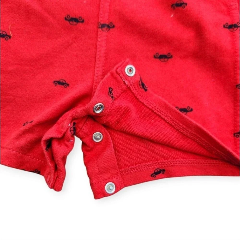 2-Piece Carter's Baby Red shortalls Overalls Striped T-Shirt Kids 12 Months